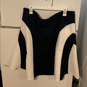 Knee length a-line black and white skirt